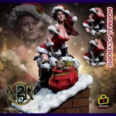 Sexy xmas pinup-girl normal + cyborg